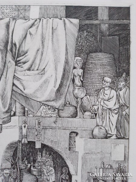 Rékassy Csaba: Mesemondó eredeti rézkarc jelzett szignózott számozott RITKA!