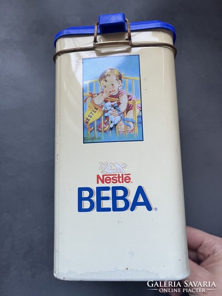 Régi Nestlé BEBA tápszeres fémdoboz csatos tetővel