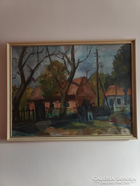 Bod László (1920 - 2001) Utcán beszélgető emberek(?) (képcsarnokos festmény)