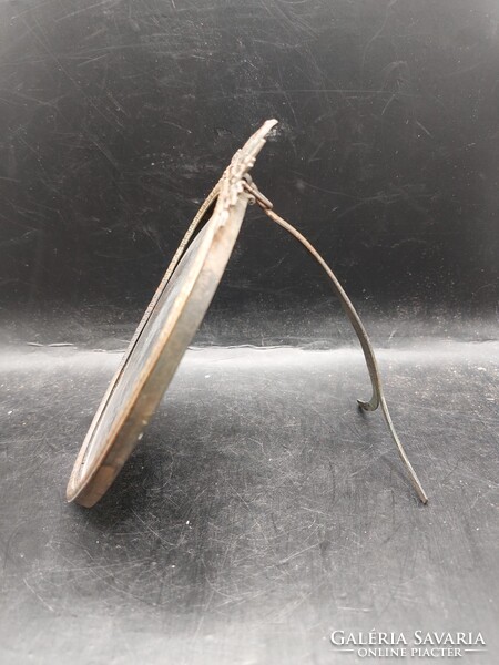 Antik rózsás bieder keret, 9 x 13 cm-es nagyságú, bronz. 8797