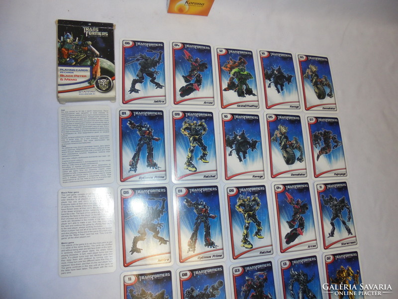 Transformers játék kártya pakli dobozában