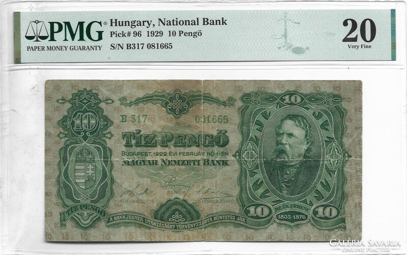 10 pengő 1929 Eredeti tartás 2. PMG minősítés