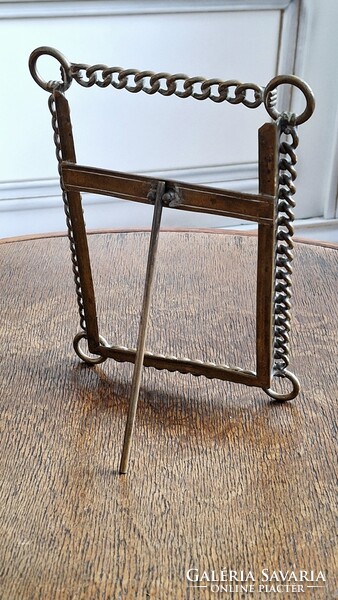 Viktoriánus réz láncszem asztali fényképkeret  20 cm x 14 cm keret