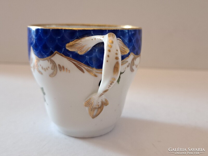 GYŰJTŐI DARAB!!!Antik ~1880 jelzett Herendi vagy Sevres porcelán blue fish scale kávés/mokkás csésze