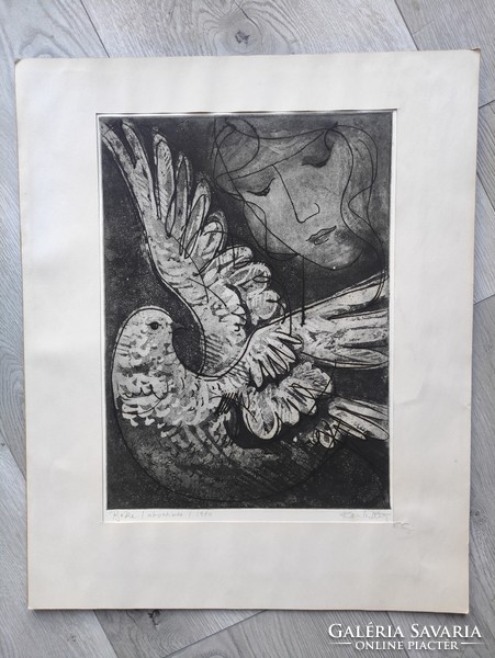 Béke 1961.  Raszler Károly grafikus rézkarc keret nélkül