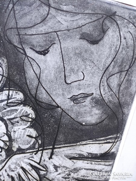 Béke 1961.  Raszler Károly grafikus rézkarc keret nélkül