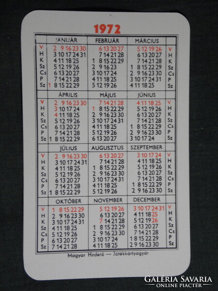 Kártyanaptár,Fémvill,iparcikk üzlet,szerviz,Hajdú porszívó,mosógép,hűtő,1972,   (7)