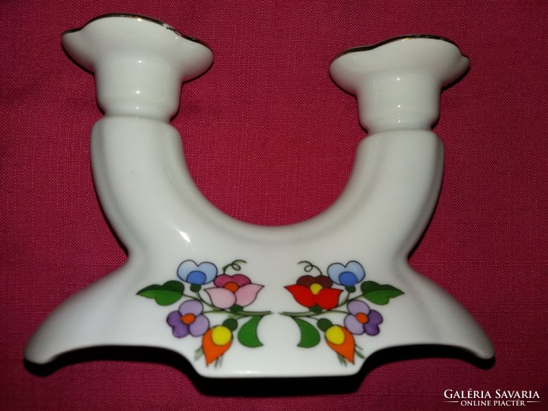 Nagyon szép KALOCSA porcelán KÉTÁGÚ KANDELLÁBER GYERTYATARTÓ  cm HIBÁTLAN
