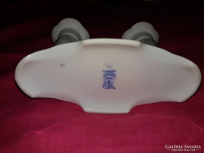 Nagyon szép KALOCSA porcelán KÉTÁGÚ KANDELLÁBER GYERTYATARTÓ  cm HIBÁTLAN
