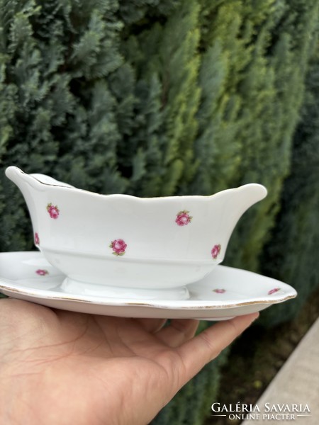 Zsolnay Porcelán asztali tejszínes tejszínkiöntő rózsás  paraszti gyűjtői nosztalgia darab