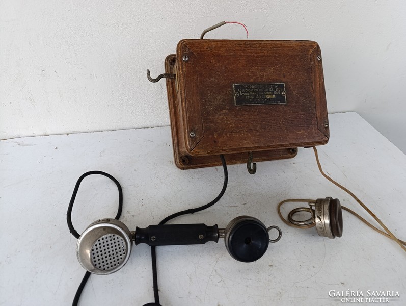 Antik telefon fali fadobozos fülhallgatós fa telefon kagylóval és hallgatóval starožitný telefón 621