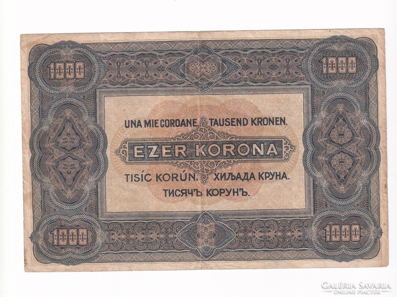 Nagyméretű Korona Államjegyek 1000 Korona bankjegy 1920