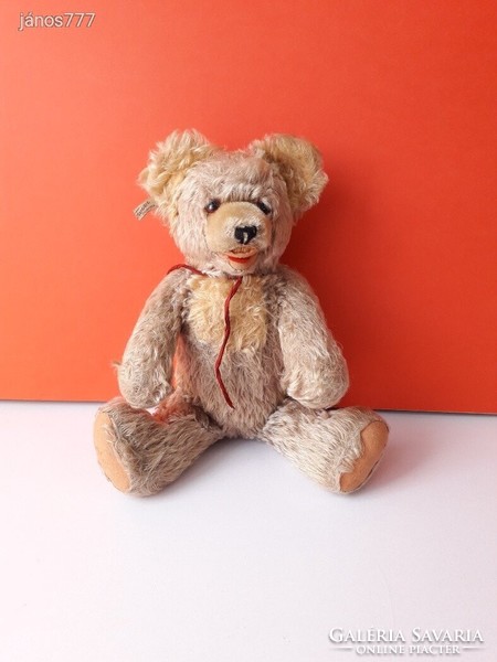 FECHTER antik mackó medve régi öreg maci ! 35 cm-es Szalma töltetű moher maci !