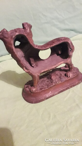Antik bronzírozott fém asztali polcdísz mécsestartó MOPSZ KUTYA SZOBOR 18 x 16 x 10 cm képek szerint