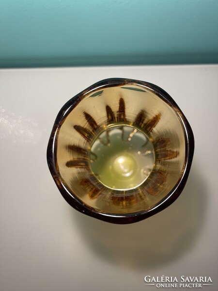 Archimede Seguso murano borostyán színű csodaszép váza