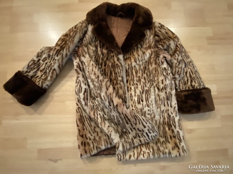 Ocelot mintás valódi szőrme bunda