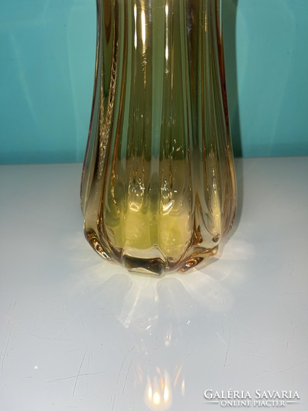 Archimede Seguso murano borostyán színű csodaszép váza