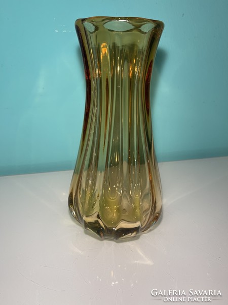 Archimede Seguso murano borostyán színű csodaszép váza