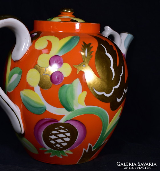 1960 körül DULEVO SZOVJET HATALMAS ARANYOZOTT PORCELÁN TEÁSKANNA