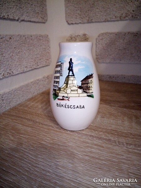 Bodrogkeresztúri kerámia emlék váza, Békéscsaba. 9,5 cm. Hibátlan.