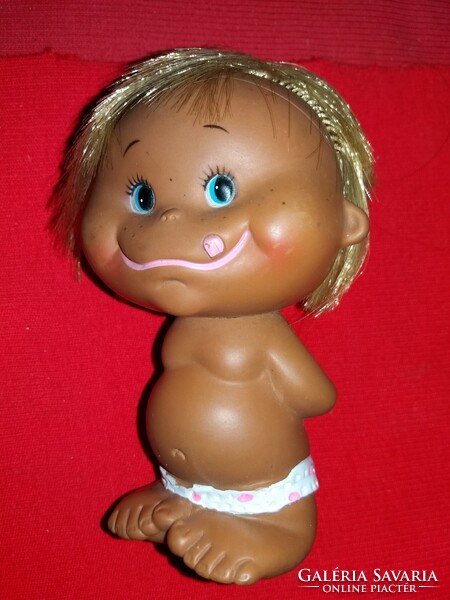 1968. eredeti Fair Inc baba - Apple Boy - Fiú almával japán játék hajas gumi figura a képek szerint