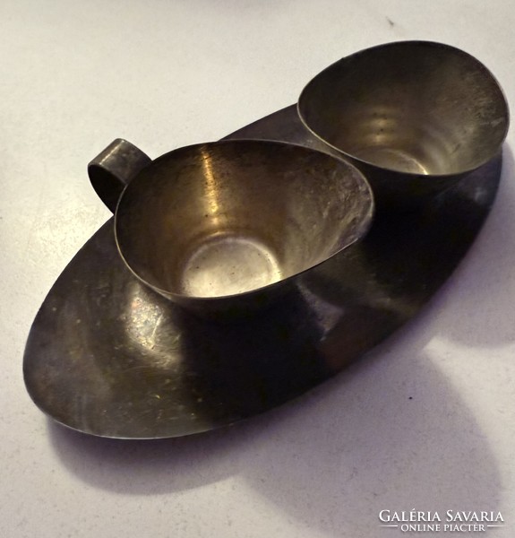 Bauhaus ezüstözött tej és cukortartó, tálcával