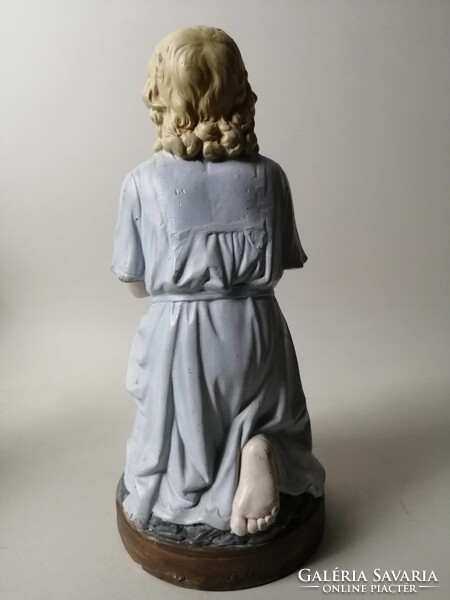 ANTIK BISZKVIT PORCELÁN SZOBOR - IMÁDKOZÓ KISLÁNY