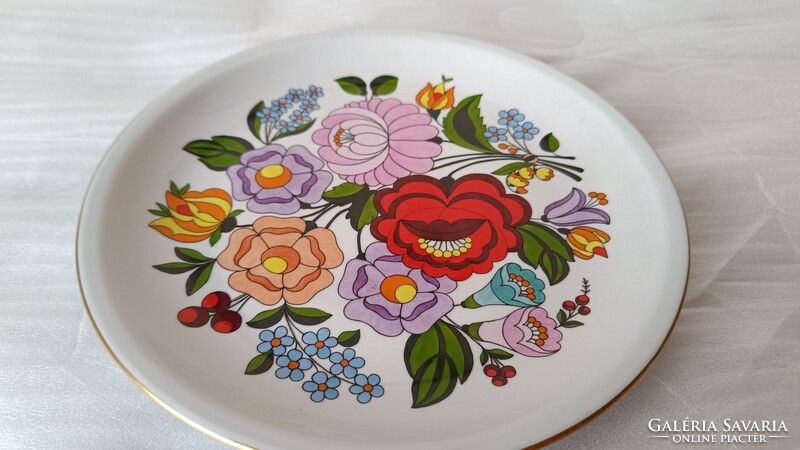 Kalocsa porcelán fali tányér, kézzel festett