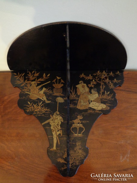 Antik japán lakkfestéses dekor falipolc - összecsukható 1800-as évekből