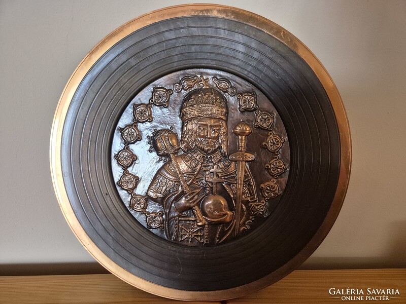 Nagy méretű Szent István réz tál