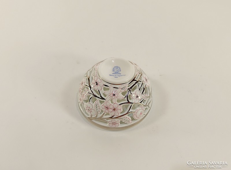 HERENDI, ÁTTÖRT KÉZZEL FESTETT PORCELÁN BONBONIER, HIBÁTLAN ! (K009)