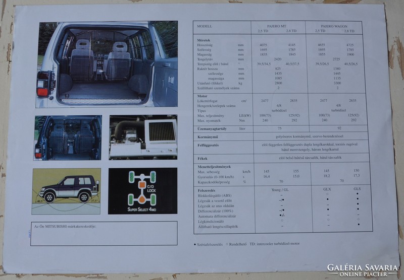 Mitsubishi Pajero haszon terepjáró prospektus magyar nyelvű