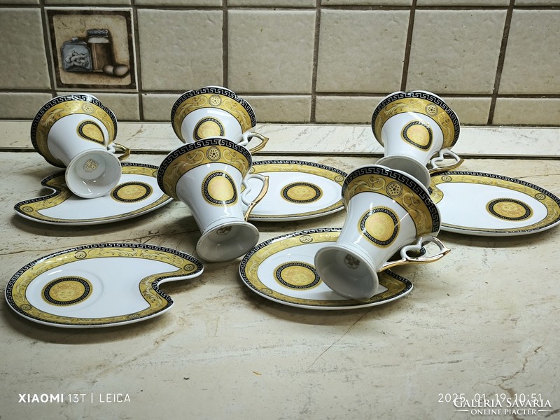 Porcelán reggeliző szett eladó! Capuccinó pohár alátéttel 5 db eladó!