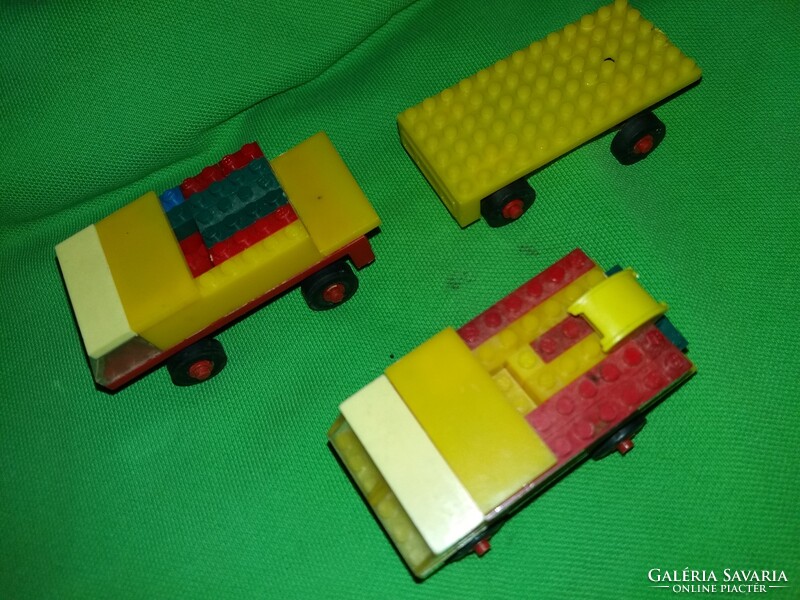 Régi "SZOCI LEGO" bootleg kisalapú PEBE PB építőből 3 db kisautó jó állapotban egybe képek szerint