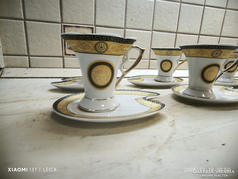 Porcelán reggeliző szett eladó! Capuccinó pohár alátéttel 5 db eladó!