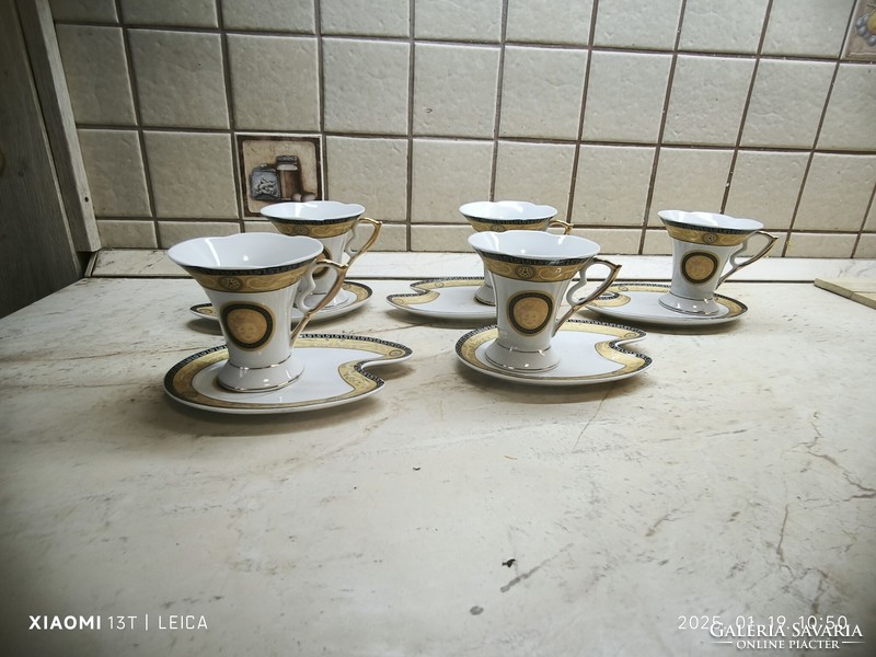 Porcelán reggeliző szett eladó! Capuccinó pohár alátéttel 5 db eladó!