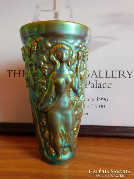 Zsolnay eozinmázas szüretelő pohár