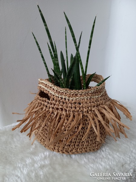 Új természetes raffia rafia kosár, kaspó