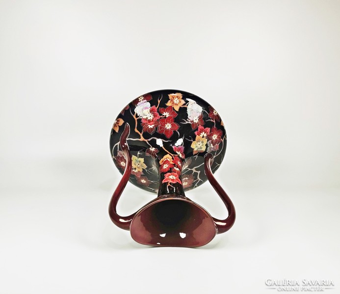 ZSOLNAY, VIRÁGMINTÁS  TÖBBTŰZŰ EOSIN SZIGNÓZOTT KÉZZEL FESTETT PORCELÁN VÁZA, HIBÁTLAN! (BT005)
