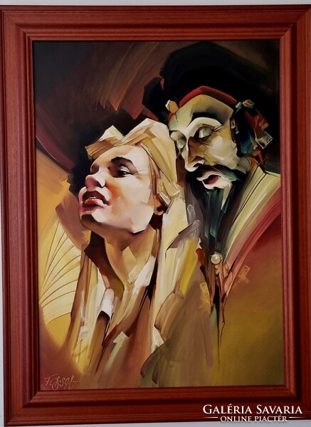 FASSEL L'UOSA FERENC : Karnevál után olajfestmény 50 x 70 cm