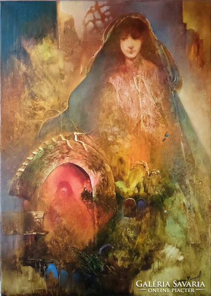 Buday Mihály: A tisztaság allegóriája - keretezve 80x60cm - alkotás: 70x50cm - h-24-cih