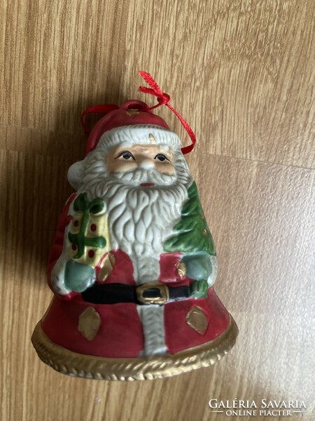 Gyönyörű karácsonyfa dísz porcelán Mikulás  csengő