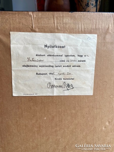 Régi Boemm Ritta Enteriőr szobabelső olaj vászon festmény