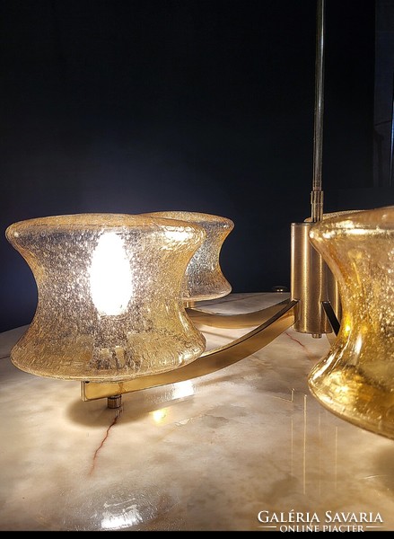 Mid century modern, hollywood regency réz üveg csillár