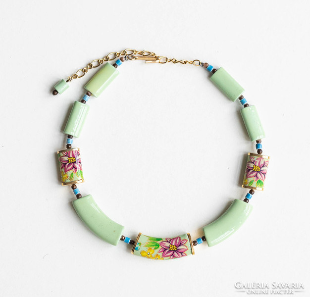 Retro zöld gyöngyös nyaklánc - vintage japán choker