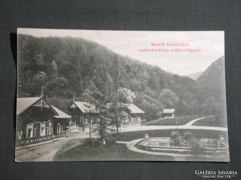 Képeslap,Románia,Máramaros,Máramarossziget,Rudolf trónörökös vadászkastélya erdészvölgyön,1906- zöld