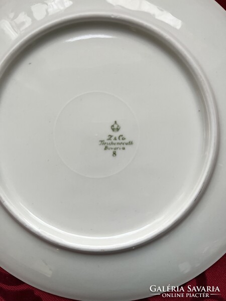 Mesés Z&Co Tirschenreuth rózsás reggeliző szett, trió, cca. 1950