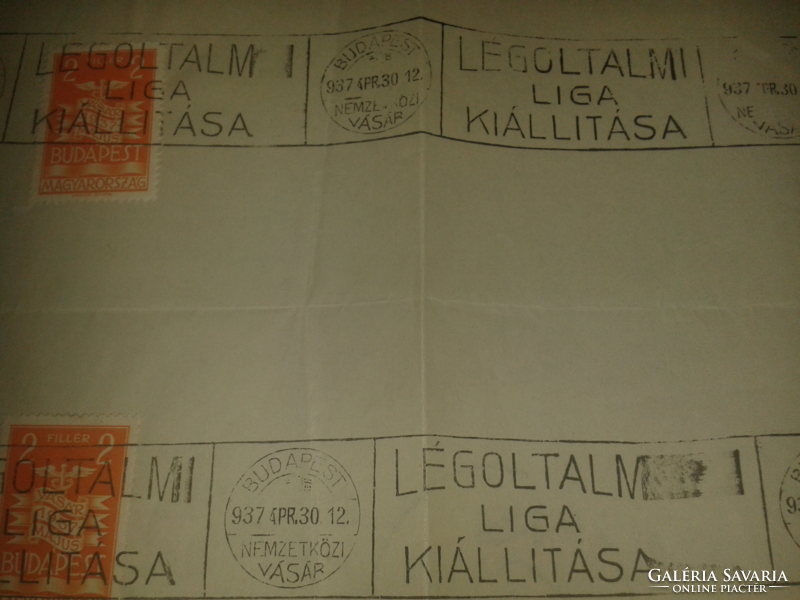 1937. Emléklap/emlékbélyegzés ( Légoltalmi liga kiállítása )