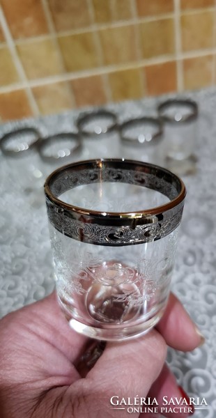 Muránói Medici Platinum Szélű Kristály Pohár 1950 Évek 2.