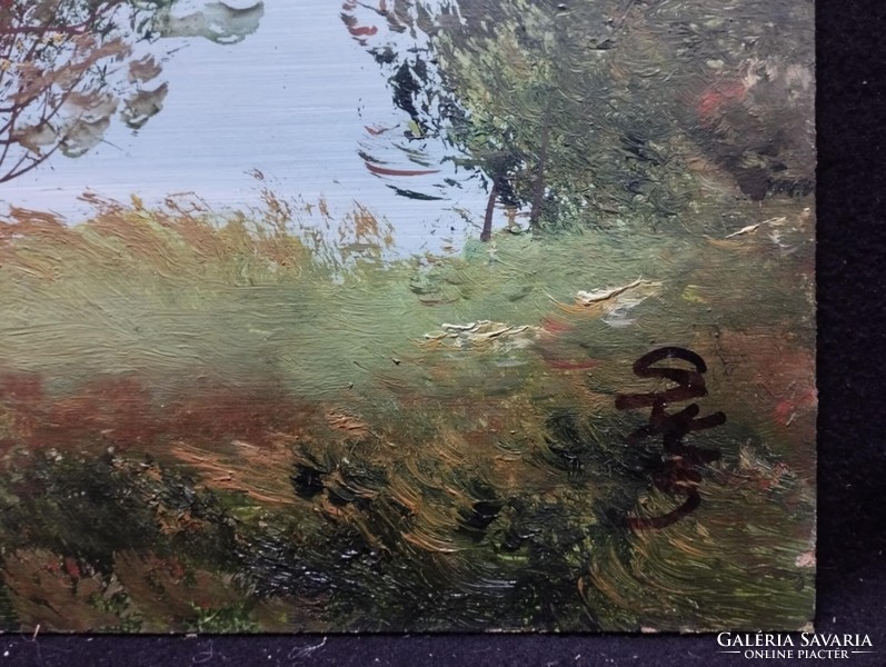 Szécsi Katalin - Akácok olaj, farost festmény 30 x 40 cm